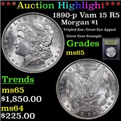 ***Auction Highlight*** 1890-p Vam 15 R5 Morgan Dollar $1 Graded GEM Unc By USCG (fc)