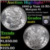 Image 1 : ***Auction Highlight*** 1890-p Vam 15 R5 Morgan Dollar $1 Graded GEM Unc By USCG (fc)