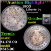 Image 1 : ***Auction Highlight*** 1903 Liberty Nickel 5c Graded GEM+ Unc By USCG (fc)