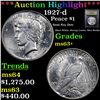 Image 1 : ***Auction Highlight*** 1927-d Peace Dollar $1 Graded Select+ Unc By USCG (fc)