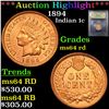 Image 1 : ***Auction Highlight*** 1894 Indian Cent 1c Graded Choice Unc RD By USCG (fc)