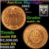 Image 1 : ***Auction Highlight*** 1865 Two Cent Piece 2c Graded Gem+ Unc RB By USCG (fc)