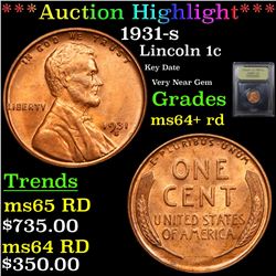 ***Auction Highlight*** 1931-s Lincoln Cent 1c Graded Choice+ Unc RD By USCG (fc)