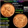 Image 1 : ***Auction Highlight*** 1931-s Lincoln Cent 1c Graded Choice+ Unc RD By USCG (fc)