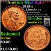 Image 1 : ***Auction Highlight*** 1918-s Lincoln Cent 1c Graded Gem+ Unc RB By USCG (fc)