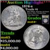 Image 1 : ***Auction Highlight*** 1874-s Trade Dollar $1 Graded Choice+ Unc By USCG (fc)