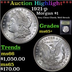 ***Auction Highlight*** 1921-p Morgan Dollar $1 Graded GEM+ Unc By USCG (fc)