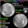 Image 1 : ***Auction Highlight*** 1921-p Morgan Dollar $1 Graded GEM+ Unc By USCG (fc)
