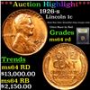 Image 1 : ***Auction Highlight*** 1926-s Lincoln Cent 1c Graded Choice Unc RD By USCG (fc)