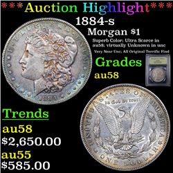 ***Auction Highlight*** 1884-s Morgan Dollar $1 Graded Choice AU/BU Slider By USCG (fc)