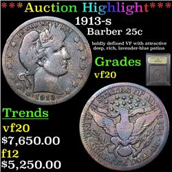 ***Auction Highlight*** 1913-s Barber Quarter 25c Graded vf, very fine By USCG (fc)