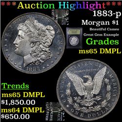 ***Auction Highlight*** 1883-p Morgan Dollar $1 Graded GEM Unc DMPL By USCG (fc)