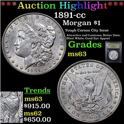 ***Auction Highlight*** 1891-cc Morgan Dollar $1 Graded Select Unc By USCG (fc)