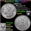 Image 1 : ***Auction Highlight*** 1891-cc Morgan Dollar $1 Graded Select Unc By USCG (fc)