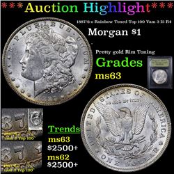 ***Auction Highlight*** 1887/6-o Rainbow Toned Top 100 Vam 3 I5 R4 Morgan Dollar $1 Graded Select Un