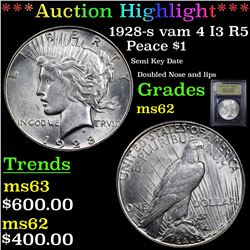 ***Auction Highlight*** 1928-s vam 4 I3 R5 Peace Dollar $1 Graded Select Unc By USCG (fc)