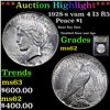 Image 1 : ***Auction Highlight*** 1928-s vam 4 I3 R5 Peace Dollar $1 Graded Select Unc By USCG (fc)