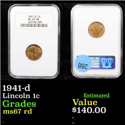 NGC 1941-d Lincoln Cent 1c Graded ms67 rd By NGC