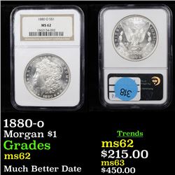 NGC 1880-o Morgan Dollar $1 Graded ms62 By NGC