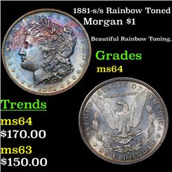 1881-s/s Rainbow Toned Morgan Dollar $1 Grades Choice Unc