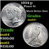 Image 1 : 1934-p Peace Dollar $1 Grades Select+ Unc