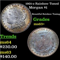 1901-o Rainbow Toned Morgan Dollar $1 Grades Select+ Unc