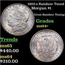1902-o Rainbow Toned Morgan Dollar $1 Grades Choice+ Unc