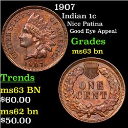 1907 Indian Cent 1c Grades Select Unc BN