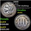 Image 1 : 1869 Three Cent Copper Nickel 3cn Grades Choice Unc
