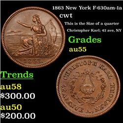 1863 New York F-630am-1a Civil War Token 1c Grades Choice AU