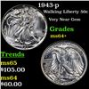 Image 1 : 1943-p Walking Liberty Half Dollar 50c Grades Choice+ Unc