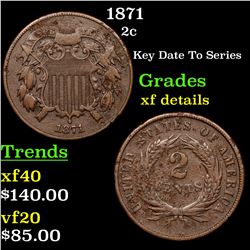 1871 Two Cent Piece 2c Grades xf details