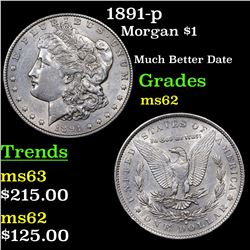 1891-p Morgan Dollar $1 Grades Select Unc