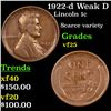Image 1 : 1922-d Weak D Lincoln Cent 1c Grades vf+