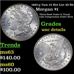 1885-p Vam 22 Hot List 40 R6 Morgan Dollar $1 Grades Unc Details