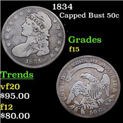 1834 Capped Bust Half Dollar 50c Grades f+