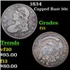 Image 1 : 1834 Capped Bust Half Dollar 50c Grades f+