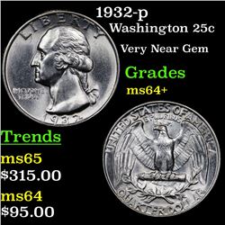 1932-p Washington Quarter 25c Grades Choice+ Unc