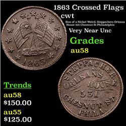 1863 Crossed Flags Civil War Token 1c Grades Choice AU/BU Slider