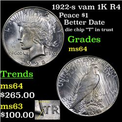 1922-s vam 1K R4 Peace Dollar $1 Grades Choice Unc