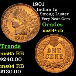 1901 Indian Cent 1c Grades Choice+ Unc RB