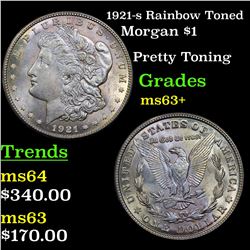1921-s Rainbow Toned Morgan Dollar $1 Grades Select+ Unc