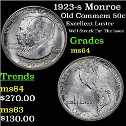 1923-s Monroe Old Commem Half Dollar 50c Grades Choice Unc
