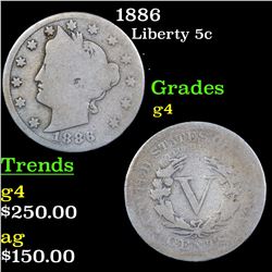 1886 Liberty Nickel 5c Grades g, good