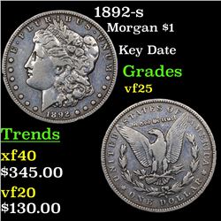 1892-s Morgan Dollar $1 Grades vf+