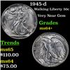 Image 1 : 1945-d Walking Liberty Half Dollar 50c Grades Choice+ Unc
