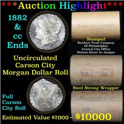 **Auction Highlight** Solid Carson City Uncirculated Morgan Dollar Shotgun Roll, 1882 & CC ends (fc)
