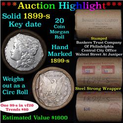 ***Auction Highlight*** Full solid date 1899-s Morgan silver dollar roll, 20 coins (fc)