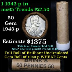 ***Auction Highlight*** Uncirculated 1c orig shotgun roll, 1943-p Steel cents In Old Brinks wrapper 
