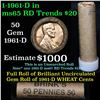 Image 1 : ***Auction Highlight*** Uncirculated 1c orig shotgun roll, 1961-d  In Old Brinks wrapper  (fc)